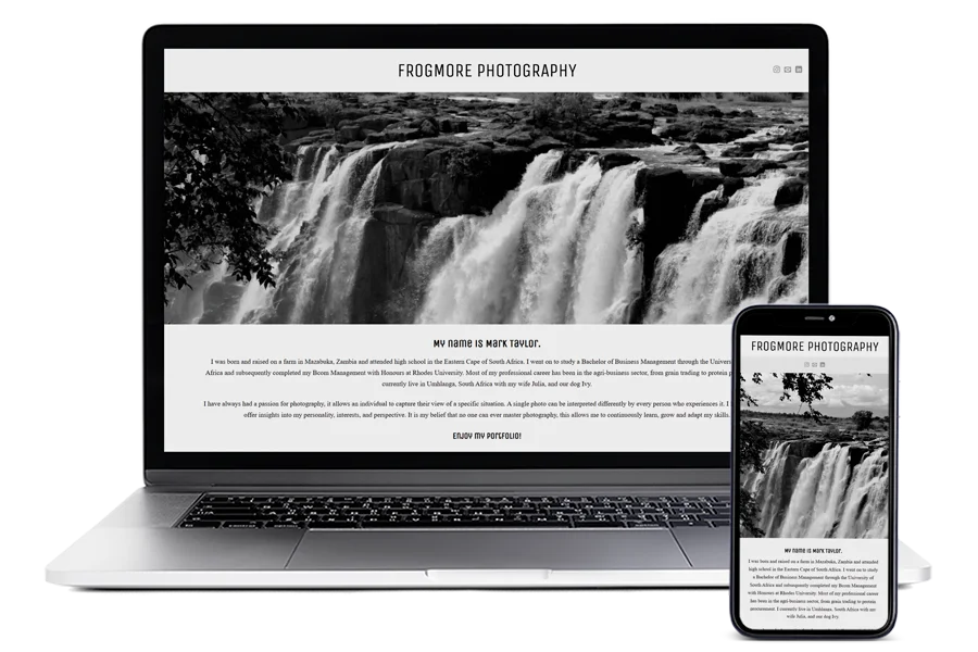 Frogmore Photography website design by Chandler Creativ