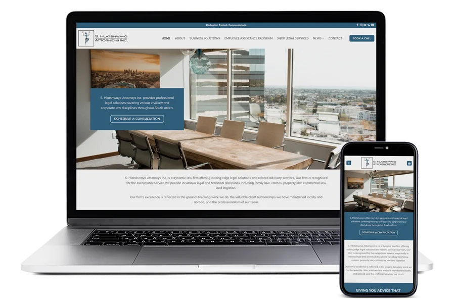 S. Hlatshwayo Attorneys Inc. website design by Chandler Creativ