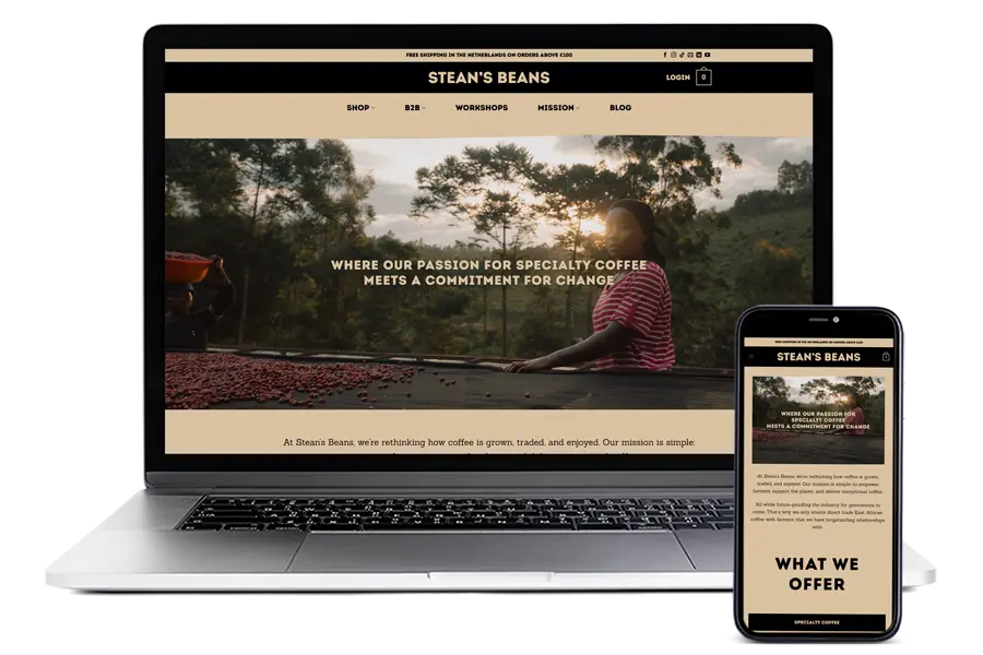 Stean's Beans Netherlands website design by Chandler Creativ